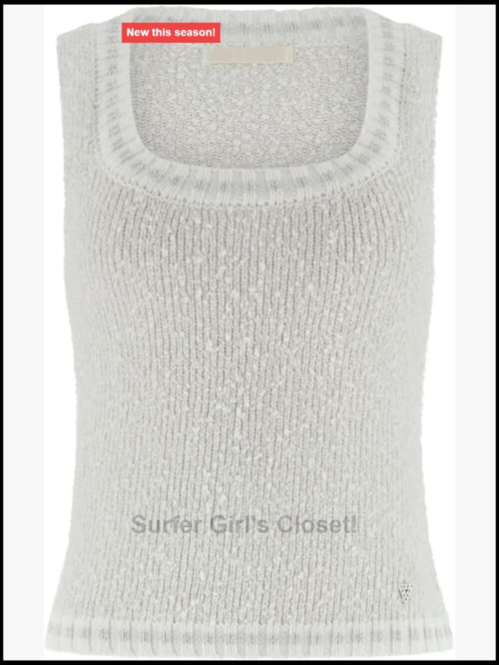 Women's Sleeveless Ribbed Knit Tank Top with Metallic Logo